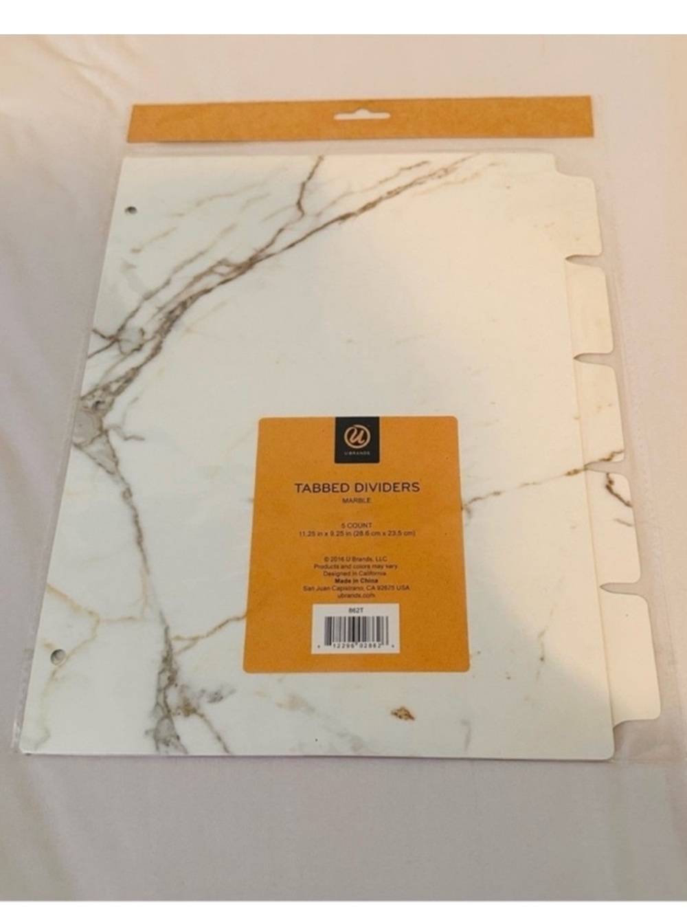 U Brands | Dividers | White & Gray Marble Print